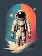 Astronaut illustration in space for T shirt design