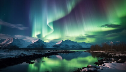 Wall Mural - majestic mountain peak reflects tranquil beauty in nature landscape generated by ai