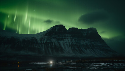 Wall Mural - majestic mountain peak illuminated by the milky way at night generated by ai