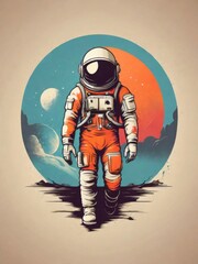 Wall Mural - Astronaut illustration in space for T shirt design