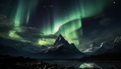 Wall Mural - majestic mountain range illuminated by the milky way galaxy generated by ai