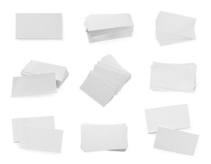 Canvas Print - Many blank business cards isolated on white, set