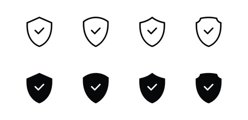 Wall Mural - Shield check mark vector icon set,  Protection, security icon vector illustration