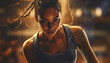© Jeronimo Ramos - Young woman exercising outdoors, looking confident and determined generated by AI