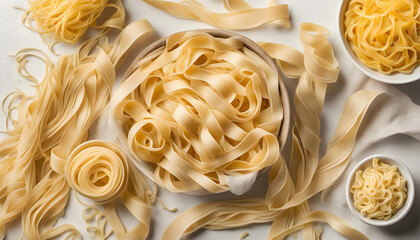 Wall Mural - Fresh pasta on a white background