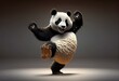 Funny panda dancing, 3D illustration on isolated background. Generative AI