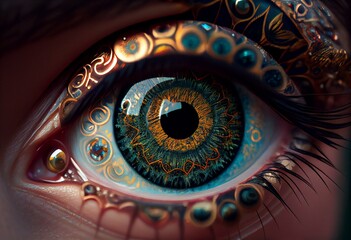 Wall Mural - Hallucinagenic Style Eye and Pattern. Generative AI