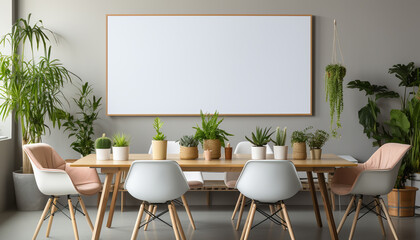 Wall Mural - Modern office chair in a blank classroom with wooden flooring generated by AI