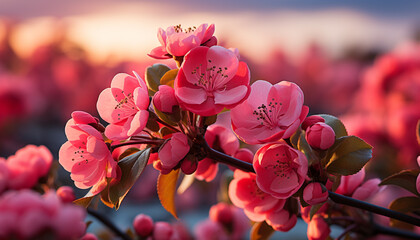 Canvas Print - The pink flower blossoms, vibrant and full of freshness generated by AI