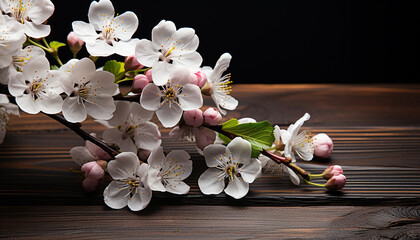 Wall Mural - Freshness of springtime blossoms on a branch, nature beauty generated by AI