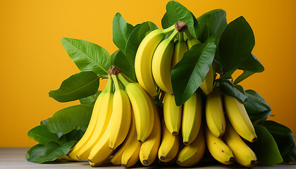 Canvas Print - Freshness of nature ripe, yellow banana, healthy eating snack generated by AI