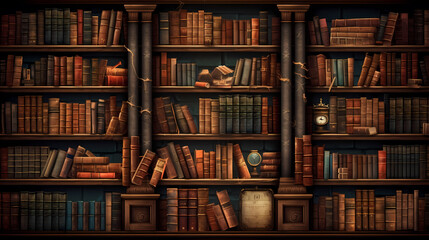 Wall Mural - Books background, ideal for educational or literary themes