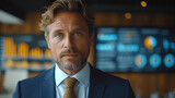 Fototapeta  - CEO -  - male executive - profile shot - close-up = business casual - meeting - smiling and confident - serious - manager - executive 