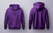 © munja02 - Blank purple hoodie sweater mock up template, front and back view, isolated on plain white hoodie sweater mock up. generative ai