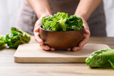 Fototapeta  - Organic cos romaine lettuce, Food ingredient for healthy salad