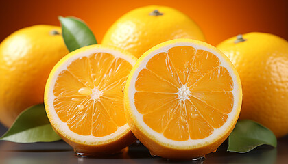 Poster - Freshness and vitality in a juicy, ripe citrus fruit generated by AI