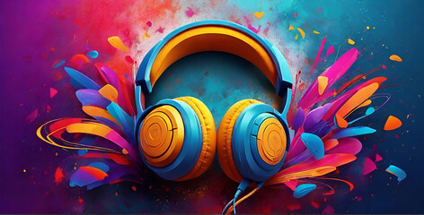 background with headphones