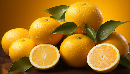 Poster - Freshness of citrus fruit lemon, orange, lime, grapefruit generated by AI