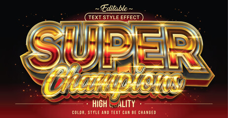 Wall Mural - editable text style effect - super champions text style theme.
