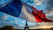 waving colorful flag of france