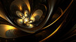 abstract fractal with the dominant colors of black and gold for the background or design