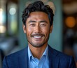 © jiawei - Portrait of handsome smiling businessman with suit in office background