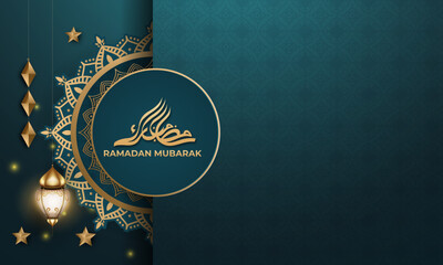 Wall Mural - Realistic ramadan background with, lantern, mandala. for banner, greeting card