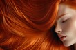 Close up portrait of a stunning model with flawless shiny red hair