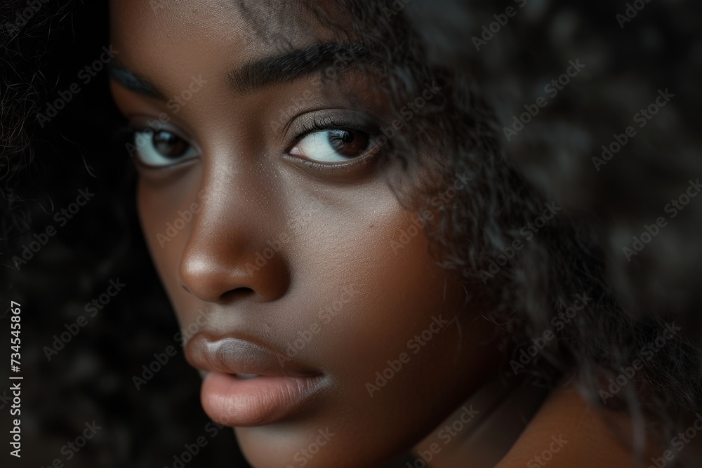 Close up portrait of attractive young African woman with professional ...