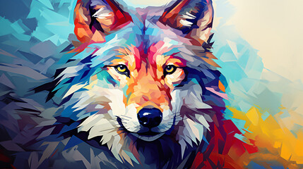 Wall Mural - abstract background with wolf abstract animal shape