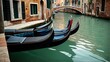 Gondolas drifting along tranquil canals landscape view for celebrations and greeting card from Generative AI