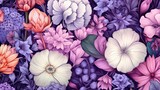 Fototapeta Kwiaty - Seamless floral pattern, vector, spring, generative, ai