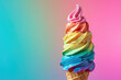 ice cream with a rainbow color and a cone and a professional overlay on the lick