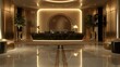 3d render of luxury hotel reception lobby