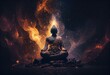 Meditation in the center of oneself, soul one with the universe, energy, concept, esoteric, spirituality, meditation, buddha, yoga, relaxation, generative ai