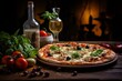 Delicious close-up of pizza on wooden table, great for foodies and restaurant promotions