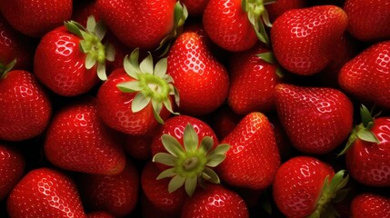 Wall Mural - Strawberries Close-Up Shots with Luminous Quality