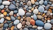 A closeup of textured beach stones and pebbles