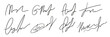 Set of fake autographs. Hand writing, black ink. Vector