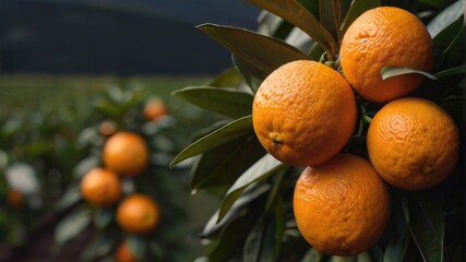 Wall Mural - oranges on tree