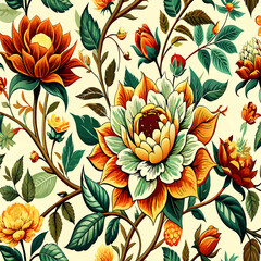 Wall Mural - pattern with flowers background