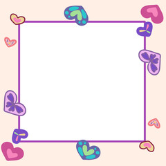 Wall Mural - Cute heart frame with space for text. Colorful vector background illustration