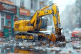 Fototapeta  - An excavator digging dirt on a construction professional photography