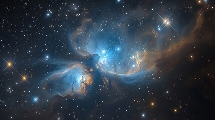 Wall Mural - Clusters of distant stars sparkle in the vast expanse of the cosmos, revealing the beauty of the Universe's night sky.