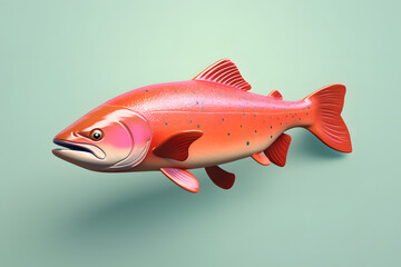 Sticker - 3d fish Salmon cartoon