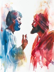 Wall Mural - Jesus as My Lord and My God: Thomas' Declaration in Watercolor Art Generative AI