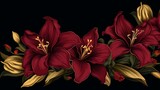 Elegant vintage floral lily banner on dark background for wedding invitations and packaging design