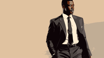 Canvas Print - Abstract black man in a business suit  symbolizing professionalism.simple Vector Illustration art simple minimalist illustration creative