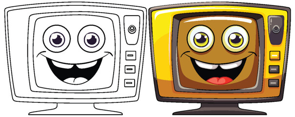 Poster - Two smiling animated TVs with vibrant colors