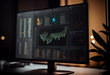 Wall Mural - Screen showing financial analysis and charts generative ai